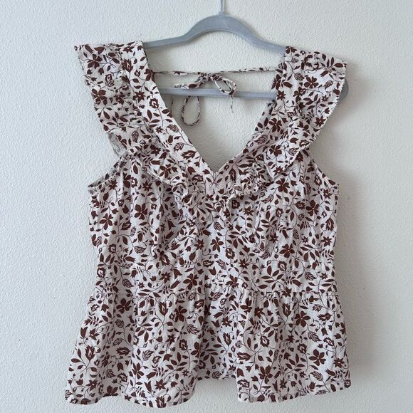 Old Navy Flutter-Sleeve Floral V-Neck Tie-Back Top L - Picture 2 of 7